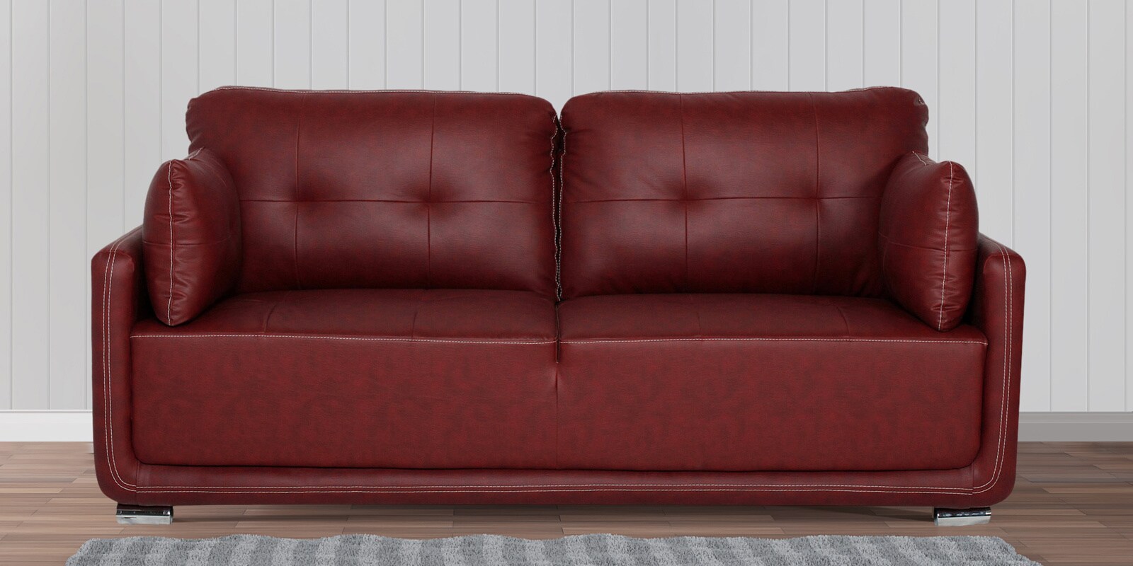 Cedar Three Seater Sofa in Cherry Leatherette Cedar Three Seater Sofa in Cherry Leatherette