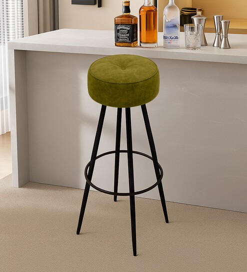Ceasar Suede Bar Stool in Olive Green Colour