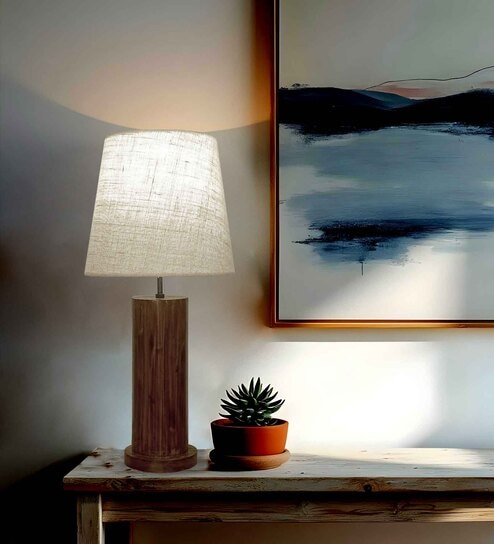 Cedar Wooden Table Lamp with Jute Shade & Brown Base by Symplify-image-46