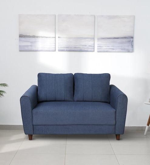 Cedri Fabric 2 Seater Sofa In Navy Blue Colour
