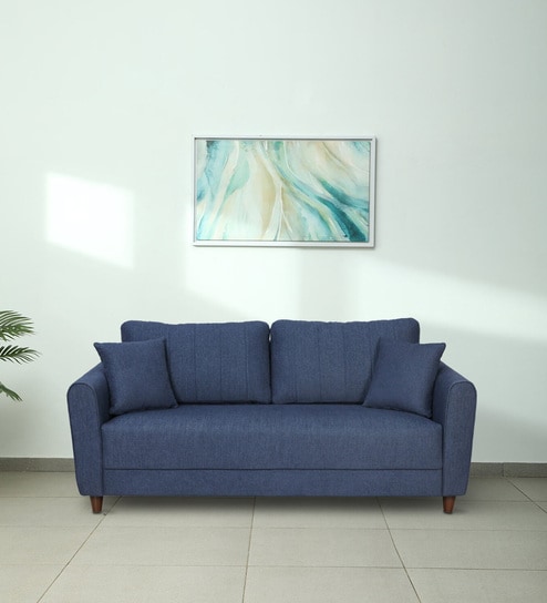 Cedri Fabric 3 Seater Sofa In Navy Blue Colour
