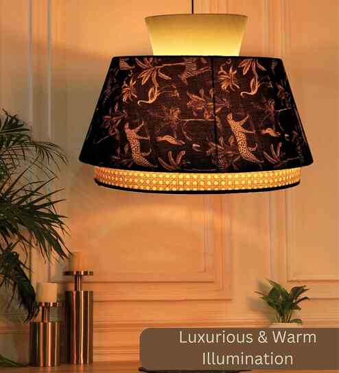 Ceiling Lamp With Fabric Lampshades. Modern 18 X 13.5 Inches Pendant Light Fixture Wild Bamboo Braided