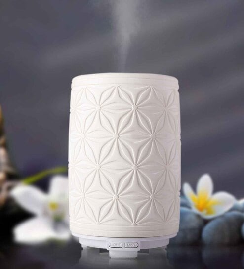Celeste White Ceramic Ultrasonic Aroma Diffuser with 7 Colour-Changing LED Lights