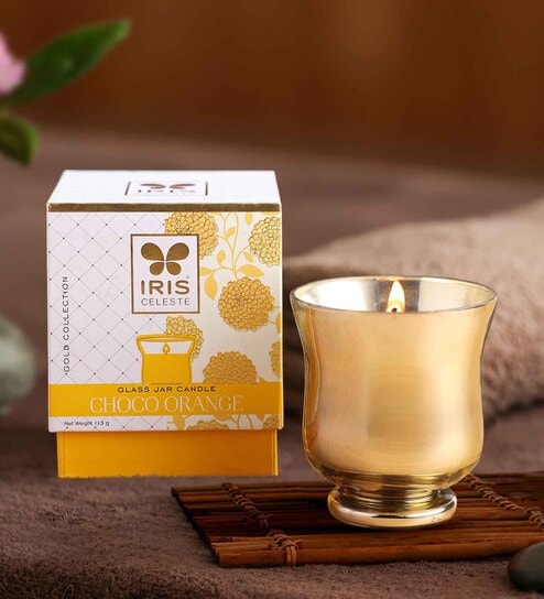 Celeste Hurricane Candle Fragrance Choco Orange Gold Collection-113g