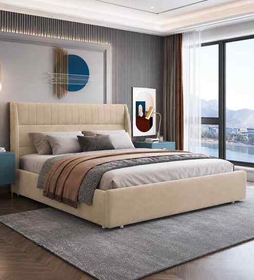 Celesto King Size Bed With Storage In Maple Brown Colour