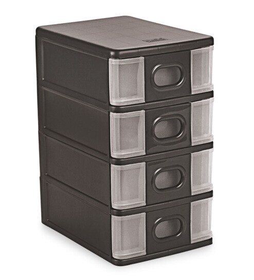 Buy Cello Alpha 4 Drawer Plastic Greys System Box Online