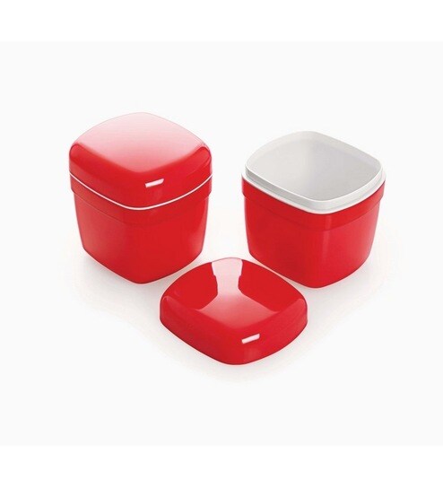 Buy Cello Ceramica Small Red Container Set Of 4 Online Airtight