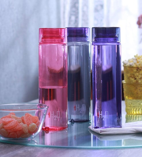 CELLO H20 Multicolor BPA-Free 1 Ltr PET Water Bottle ( Set of 3 )