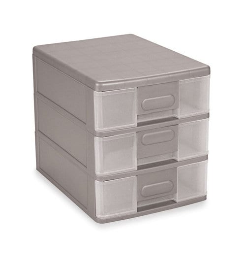 Buy Cello Maxi Gray Plastic 3 Drawer System Box Online Boxes