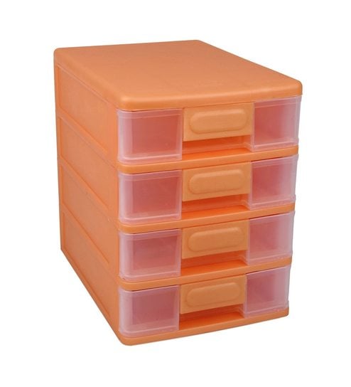 Buy Cello Mini Orange Plastic 4 Drawer System Box Online Plastic