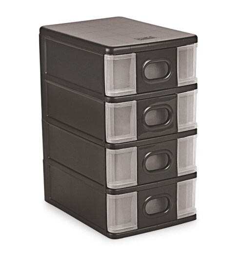 Buy Cello Alpha Black Plastic 4 Drawer Rack Online Plastic