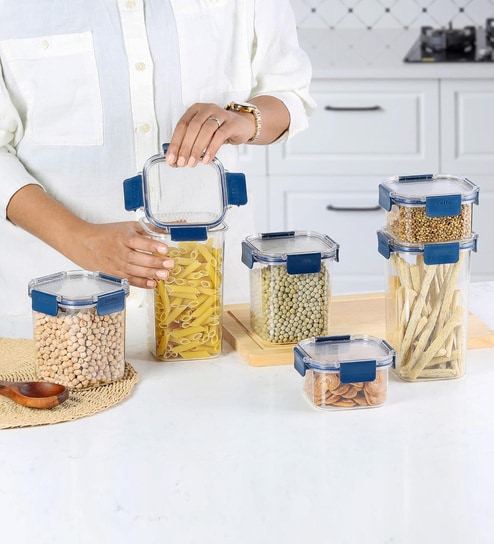 CELLO Stack Lock Airtight Storage Container Set of 6, Blue