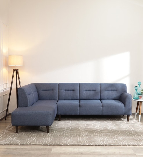 Celso Fabric RHS Sectional Sofa (3 + Lounger) in Spruce Blue Colour