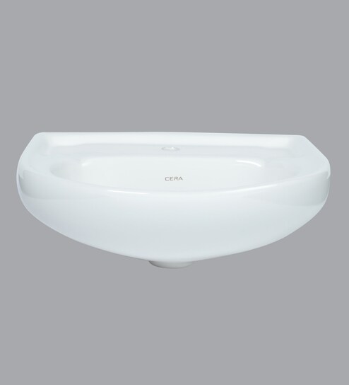 Buy Ceramic U Shape White Wall Mounted Wash Basin H 7 W 18 D