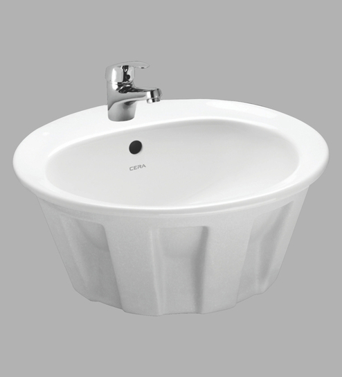 Round Shape Ceramic White Counter Top Wash Basin L 19 W 19 H 9 Inches By Cera