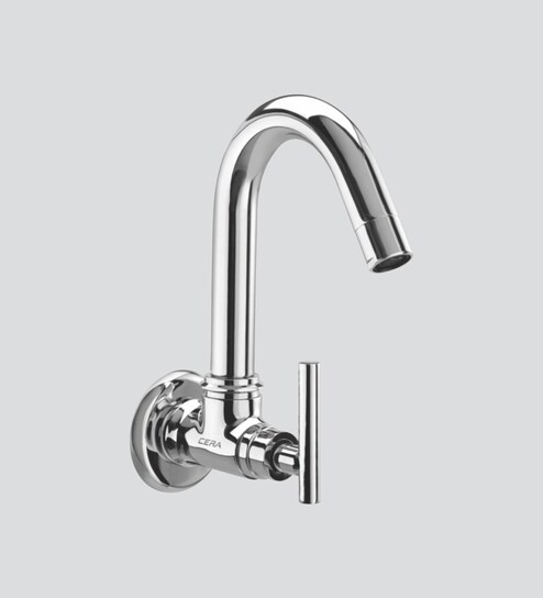 Brass Wall Mounted Basin Tap In Chrome L 5 W 4 Inches By Cera