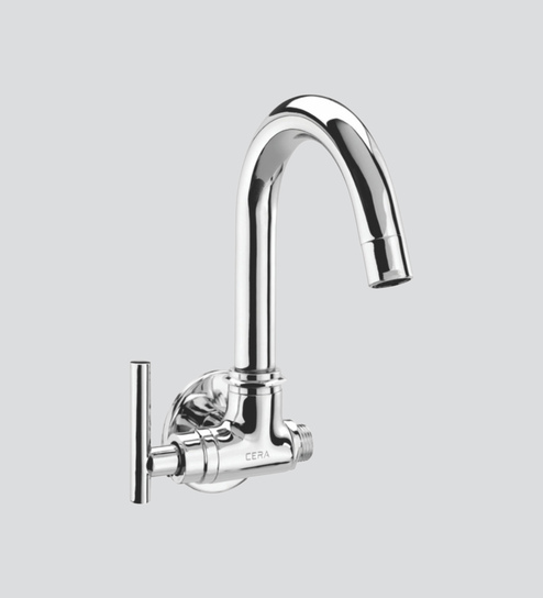 Brass Wall Mounted Basin Tap In Chrome L 5 W 4 Inches By Cera