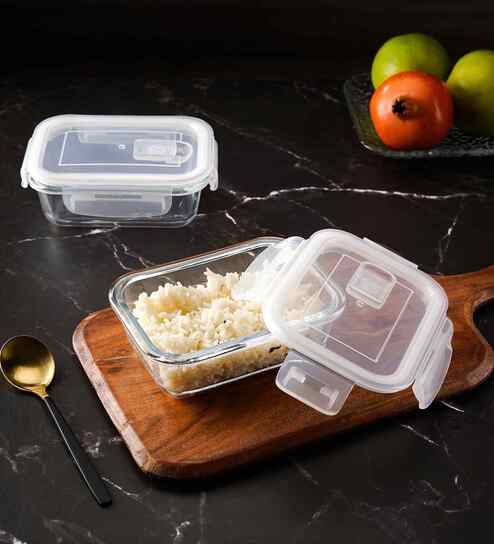 ceradeco Rectangular Glass Lunch Box Set of 2