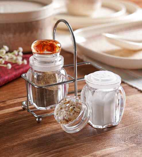 Ceradeco Set Of 2 Salt Pepper Shakers Set With Stand