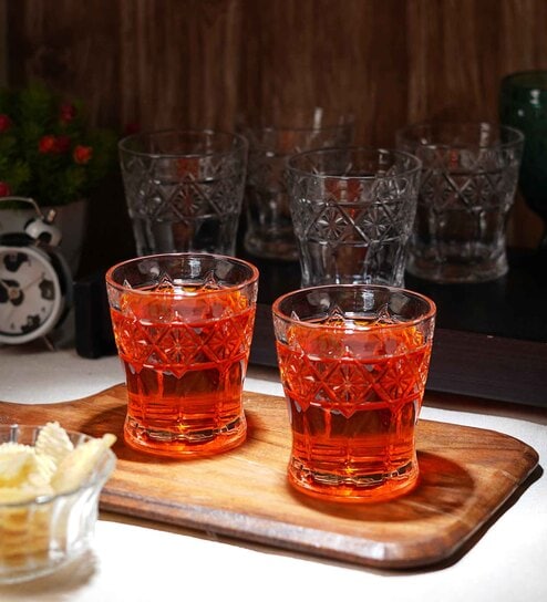 Buy Ceradeco Ringer Shaped 220 Ml Water Juice Glass Set of 6 Online in  India at Best Price - Modern Drinking Glasses - Glassware - Homeware -  Furniture - Wooden Street Product