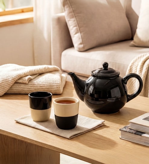 Set Of 2 Ceramic Bone China Free Kulhad Tea Pot