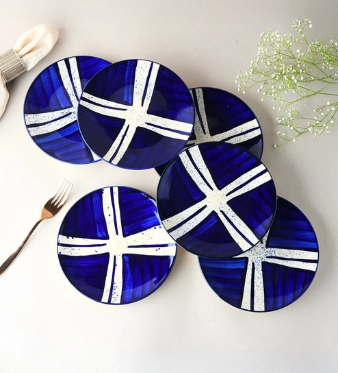 Set Of 6 Ceramic Bone China Free Snack Plate