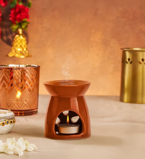 Brown Ceramic Burner Fragrance Oil Gift Set