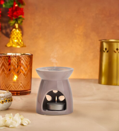 Grey Ceramic Burner Fragrance Oil Gift Set
