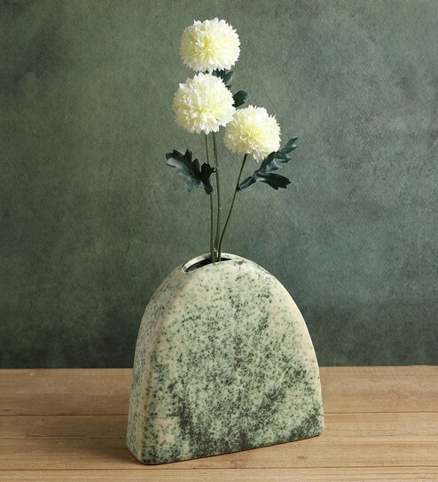 (1Pc) Green Ceramic Decorative Vase For Room Decor Aesthetic