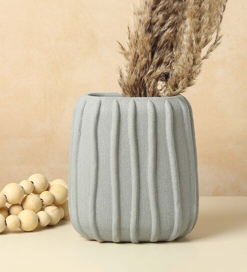 (1Pc) Grey Ceramic Flower Pot For Living Room Decor