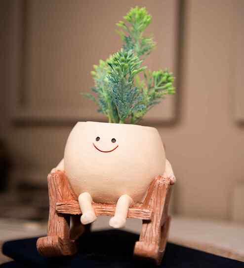 Ceramic Swing Planter on Chair