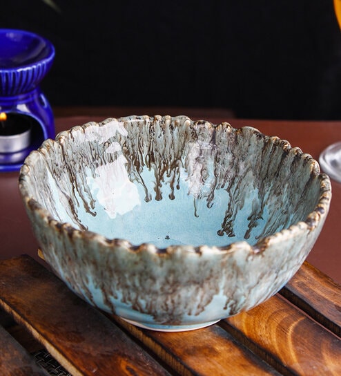 Ceramic Turquoise Serving Bowl 600 Ml-image-33