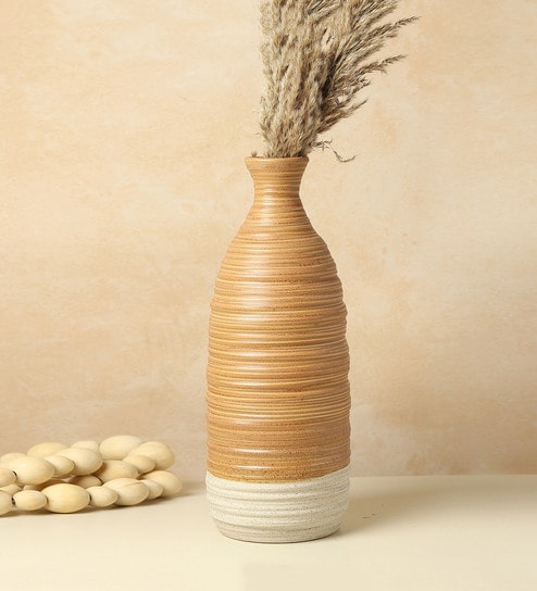 (1Pc) Brown Ceramic Vase For Table Decor
