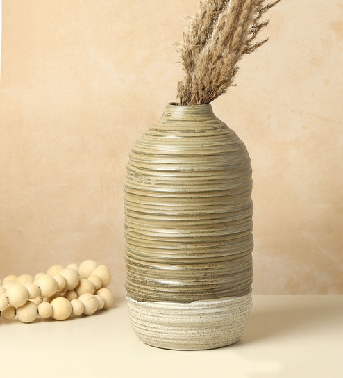 (1Pc) Brown Ceramic Decorative Vase For Living Room Decor