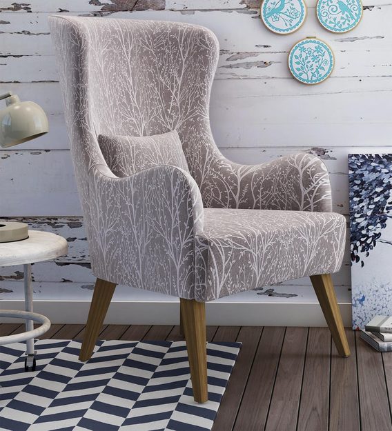Buy Cecelia Wing Chair in Grey & White Arbor Design CasaCraft By