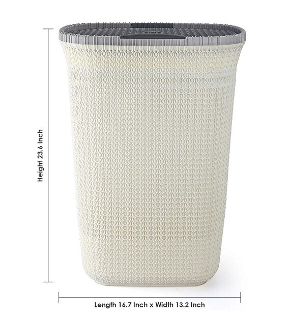 grey and white laundry basket