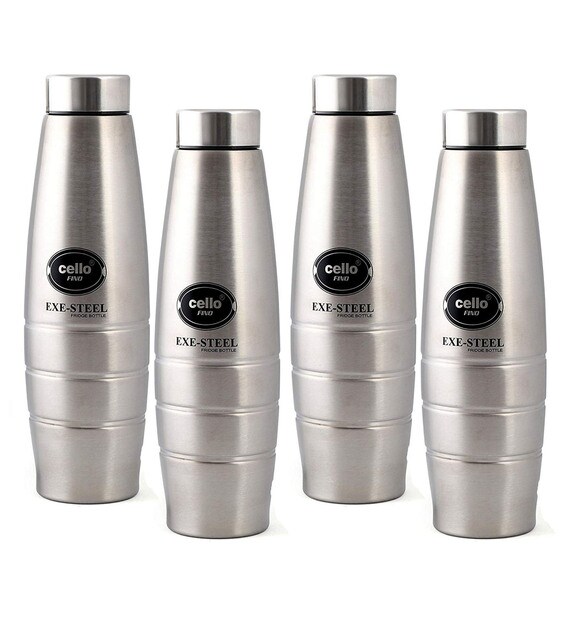 Buy Steel 1000 Ml Bottle Set Of 4 By Cello Online Metal Bottles Bottles Dining Bar Pepperfry Product