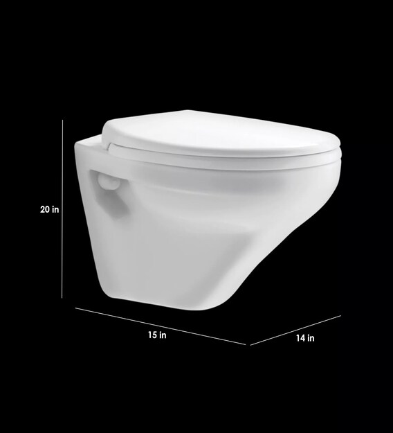 Buy Ceramic White P Trap Wall Mounted Commode (H 14W 20D 14.4 Inches