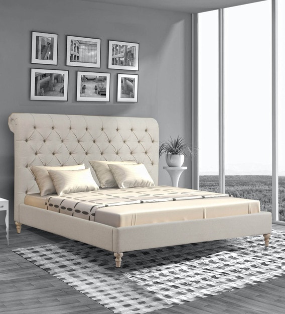 Buy Cesar King Size Upholstered Bed In Beige Colour By Dreamzz Furniture Online King Size Upholstered Beds Beds Furniture Pepperfry Product