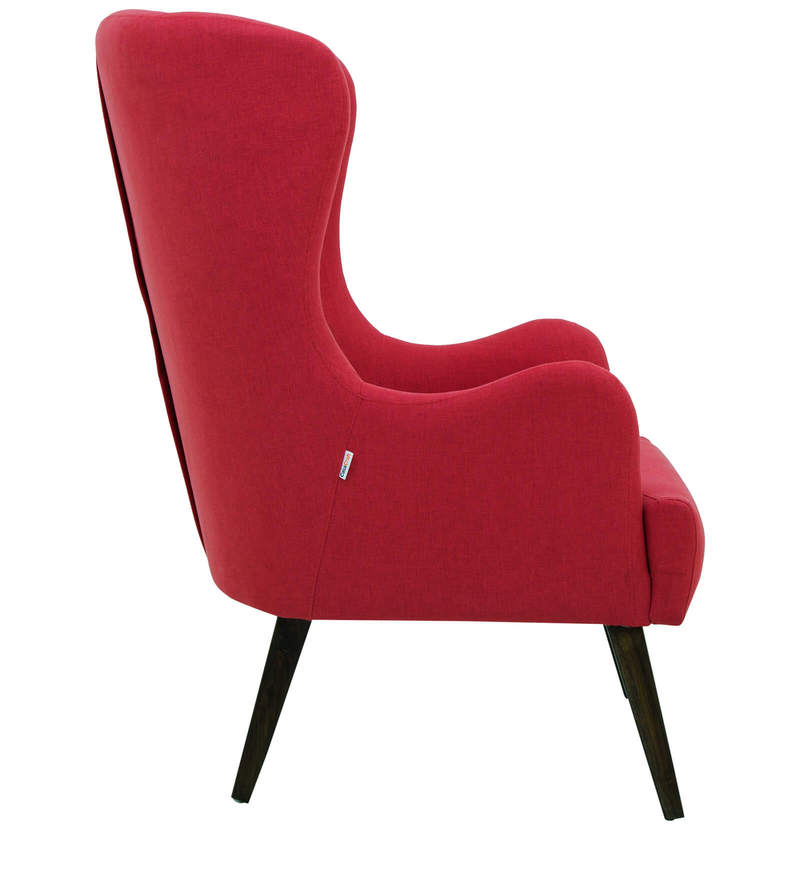 Buy Cecelia Wing Chair in Red Colour CasaCraft By Pepperfry Online