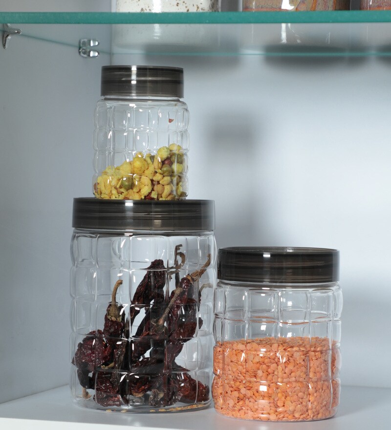 Buy Cello Checkers Transparent Cylindrical Air Tight Canister Set Set