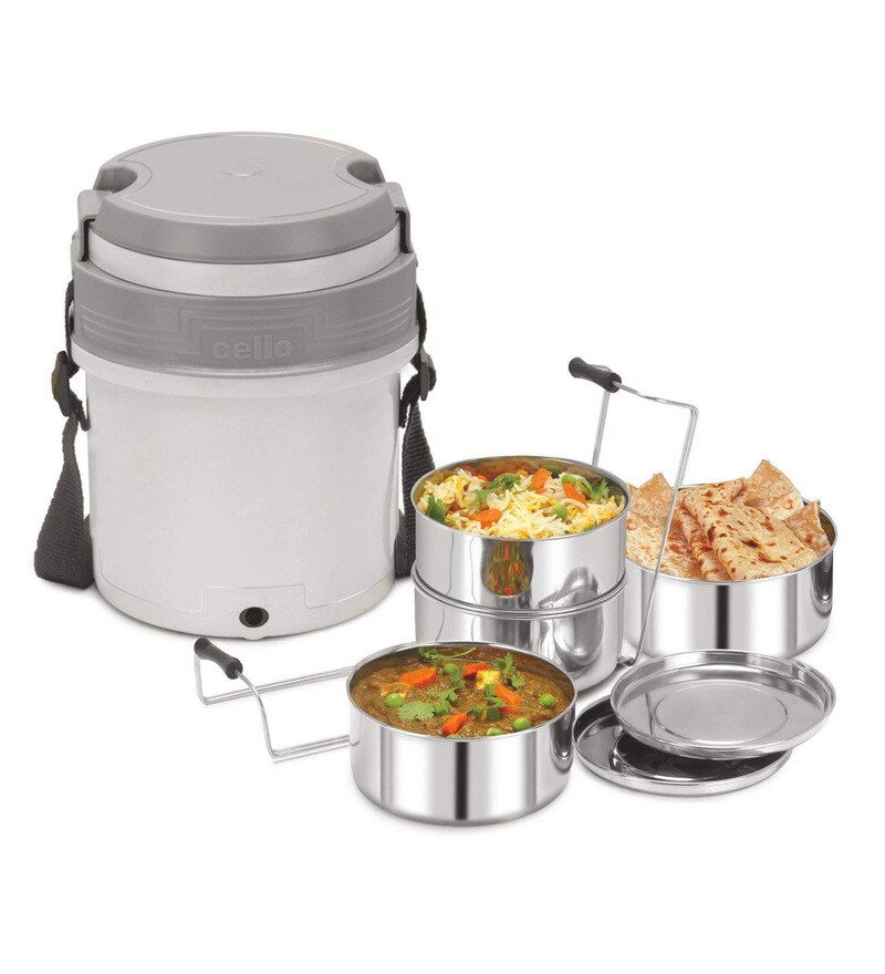 Buy Cello Newton Electric Lunch Box with 4 Containers (Grey) Online