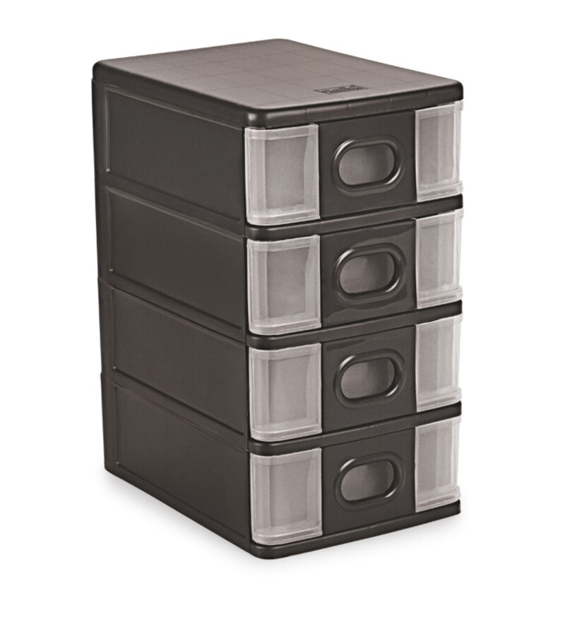 Buy Cello Alpha Black Plastic 4drawer Rack Online Plastic Storage