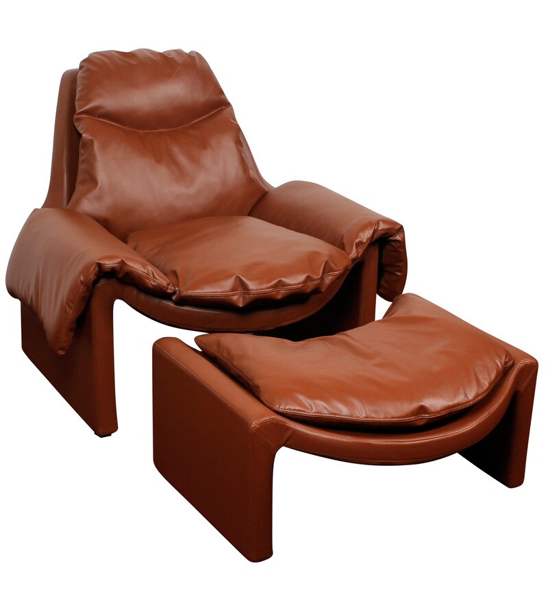 chocolate brown chair and ottoman