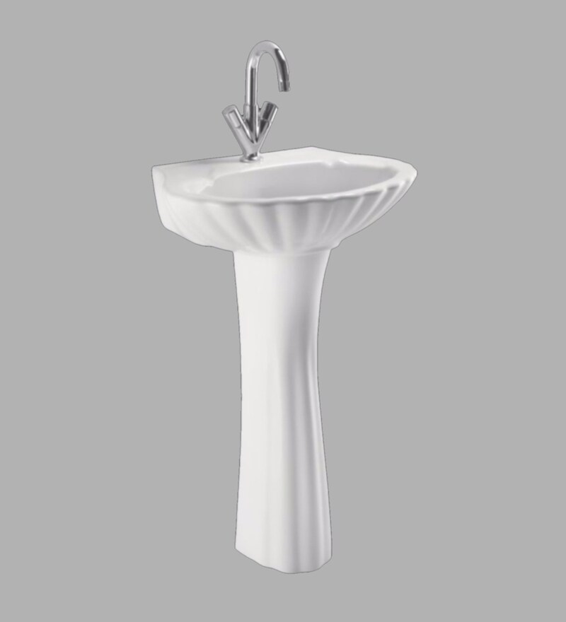 Buy Ceramic U Shape White Pedestal Wash Basin H 32 W 8 D 8