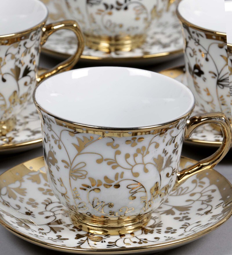 Buy 200 ML Gold Porcelain Tea Set of 21 by Ceradeco Online Tea Sets