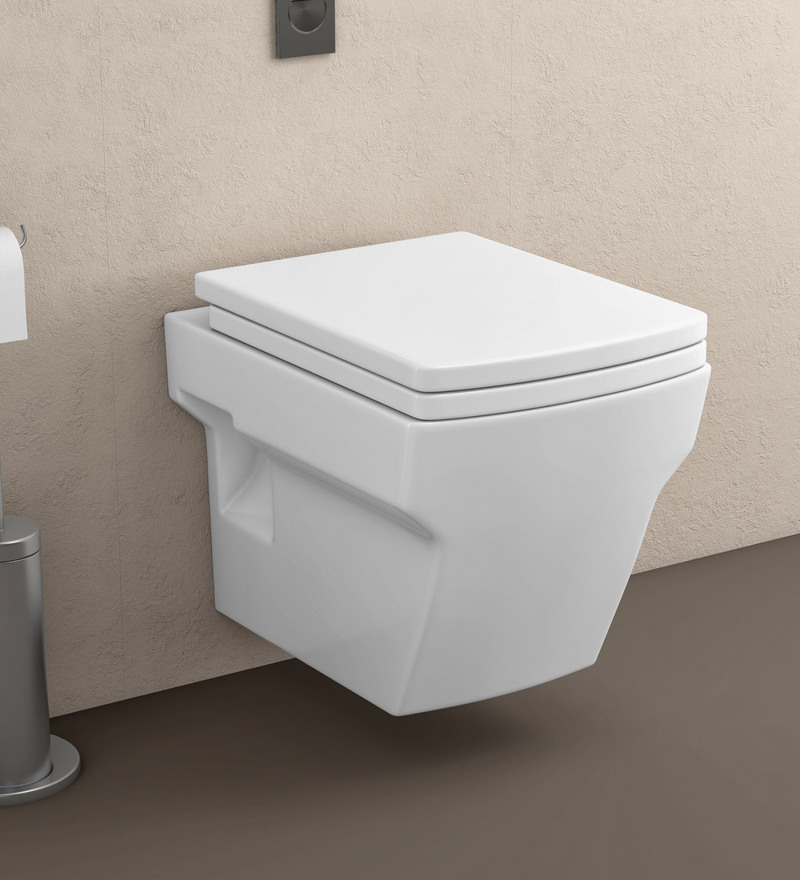 Buy Ceramic White Floor Mounted Slim Commode H 13 W 19 2 D