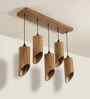 Cedar 5 Lights Brown Solid Wood Linear Chandelier Cluster Hanging Light