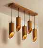Cedar 5 Lights Brown Solid Wood Linear Chandelier Cluster Hanging Light