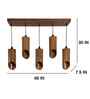 Cedar 5 Lights Brown Solid Wood Linear Chandelier Cluster Hanging Light